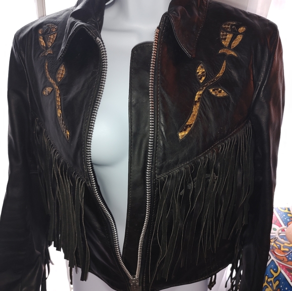 Park V Leather fringed motorcycle jacket - Picture 2 of 4